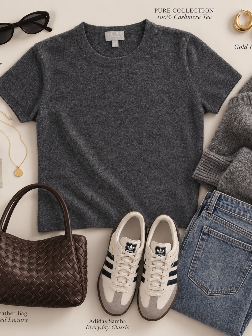 Pure Collection Women's Charcoal Cashmere Tee